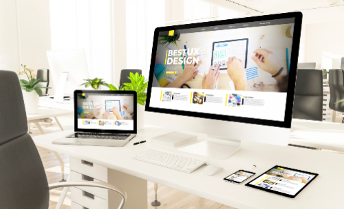 Bild på webdesign, bild på webbsida i olika enheter