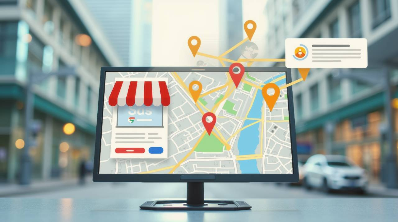 Bild på google my business, visar en bild på google maps med olika butiker